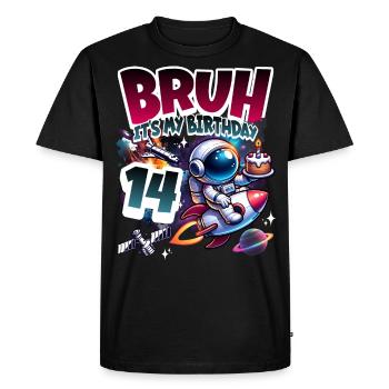 Astronaut 14th Birthday Space - Men's Premium Organic T-Shirt - black - Front - Nico (187cm)