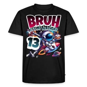 Astronaut 13th Birthday Space - Men's Premium Organic T-Shirt - black - Front - Nico (187cm)