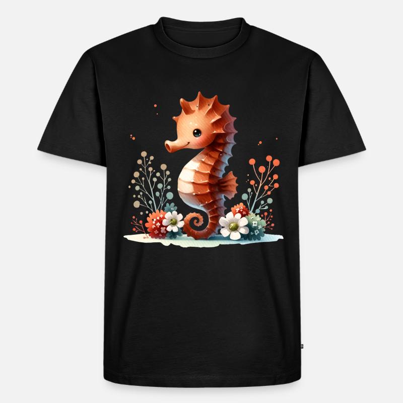 Seepferd Seepferdchen - Männer Premium Bio T-Shirt - Schwarz