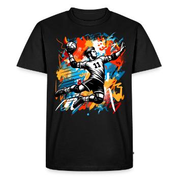 Handball Joueurs de handball - T-shirt Premium bio Homme - noir - Devant - Nico (187cm)