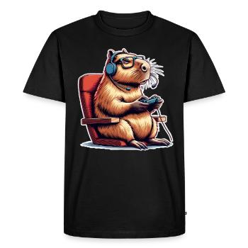 Capybara Nerd du jeu - T-shirt Premium bio Homme - noir - Devant - Nico (187cm)