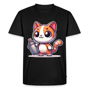 Cat Graffiti - Men's Premium Organic T-Shirt - black - Front - Nico (187cm)