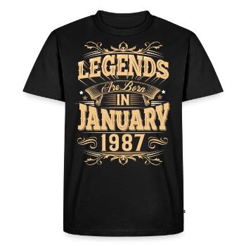 Légende de l’anniversaire de janvier 1987 - T-shirt Premium bio Homme - noir - Devant - Nico (187cm)