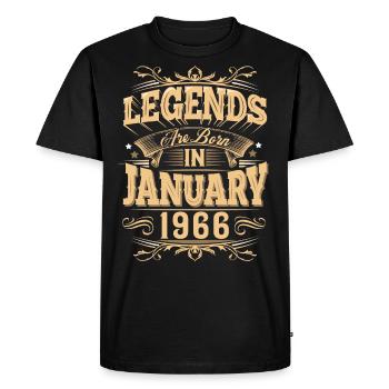 Légende de l’anniversaire de janvier 1966 - T-shirt Premium bio Homme - noir - Devant - Nico (187cm)