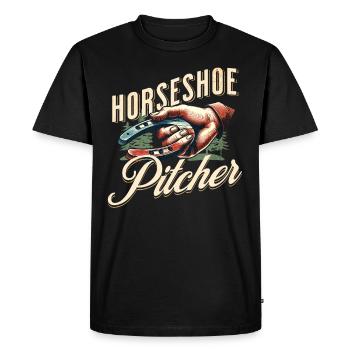 Lancer de fer à cheval Lancer de fer à cheval - T-shirt Premium bio Homme - noir - Devant - Nico (187cm)