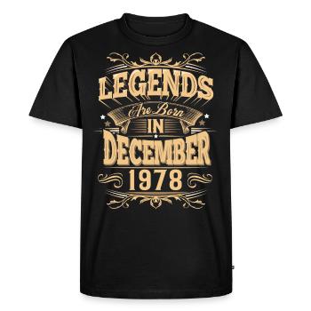 Légende de l’anniversaire de décembre 1978 - T-shirt Premium bio Homme - noir - Devant - Nico (187cm)