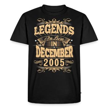 Légende de l’anniversaire de décembre 2005 - T-shirt Premium bio Homme - noir - Devant - Nico (187cm)