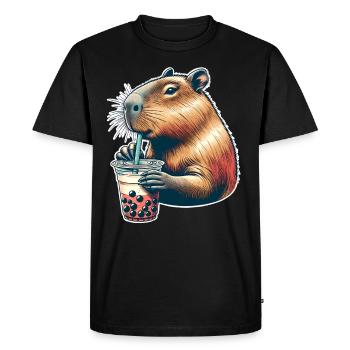 Thé à bulles Capybara - T-shirt Premium bio Homme - noir - Devant - Nico (187cm)
