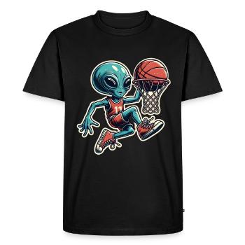 Basketball Dunking Alien - Men's Premium Organic T-Shirt - black - Front - Nico (187cm)