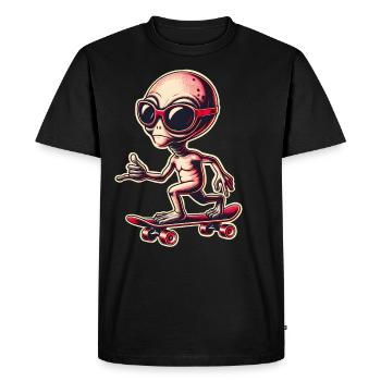 Alien Skateboard Skater - Men's Premium Organic T-Shirt - black - Front - Nico (187cm)