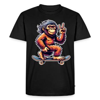 Neanderthal Skateboard Skater - Men's Premium Organic T-Shirt - black - Front - Nico (187cm)