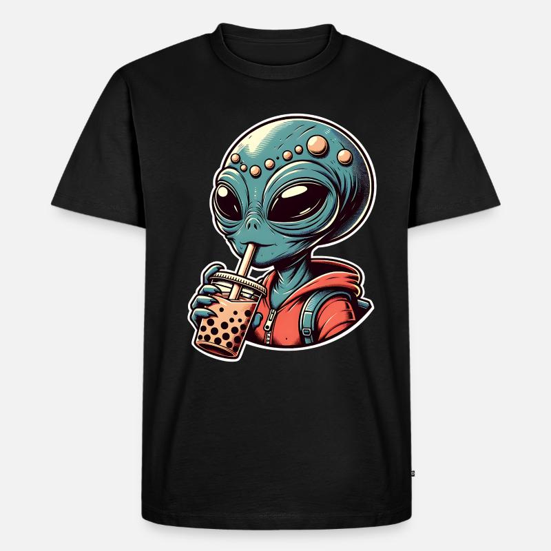 Alien Bubble Tea - Männer Premium Bio T-Shirt - Schwarz