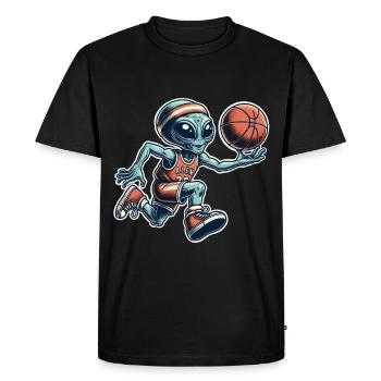 Alien Basketball Dunking - Men's Premium Organic T-Shirt - black - Front - Nico (187cm)