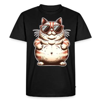 Gros chat frais - T-shirt Premium bio Homme - noir - Devant - Nico (187cm)