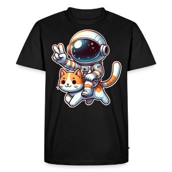 Chat astronaute - T-shirt Premium bio Homme - noir - Devant - Nico (187cm)