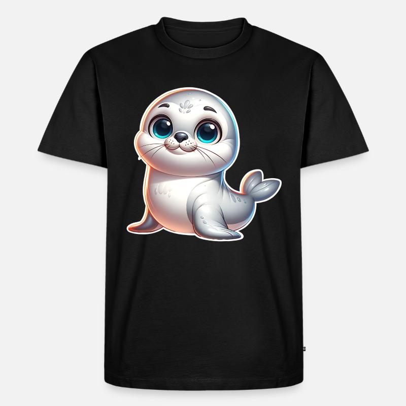 Robbe Seehund - Männer Premium Bio T-Shirt - Schwarz