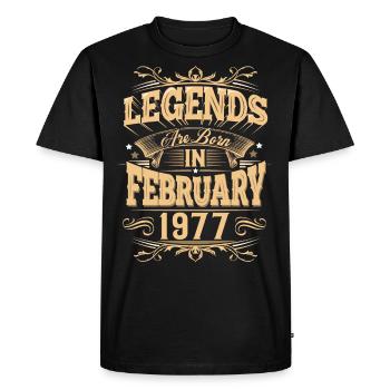 Légende de l’anniversaire de février 1977 - T-shirt Premium bio Homme - noir - Devant - Nico (187cm)
