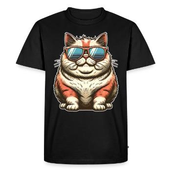 Gros chat frais - T-shirt Premium bio Homme - noir - Devant - Nico (187cm)
