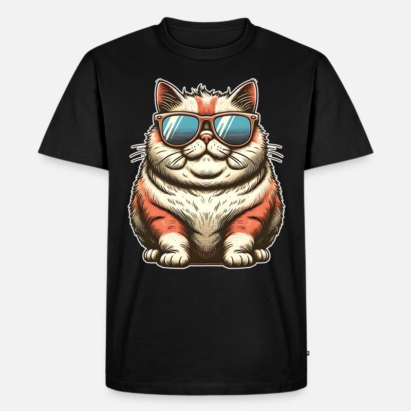 Dicke Coole Katze - Männer Premium Bio T-Shirt - Schwarz
