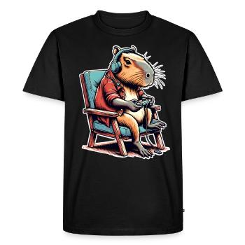 Capybara Nerd du jeu - T-shirt Premium bio Homme - noir - Devant - Nico (187cm)
