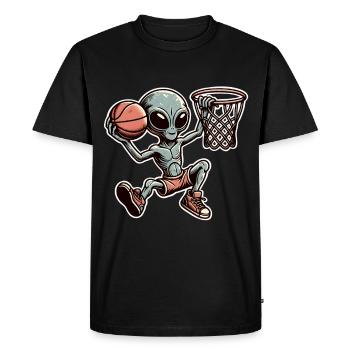 Basketball Dunking Alien - Men's Premium Organic T-Shirt - black - Front - Nico (187cm)