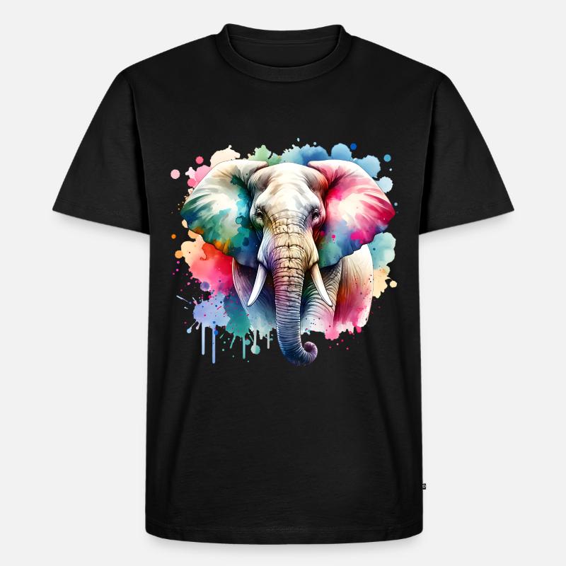 Elefant - Männer Premium Bio T-Shirt - Schwarz