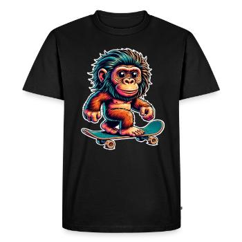 Neanderthal Skateboard Skater - Men's Premium Organic T-Shirt - black - Front - Nico (187cm)