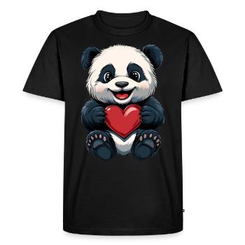 Panda mignon avec coeur - Love Design - T-shirt Premium bio Homme - noir - Devant - Nico (187cm)