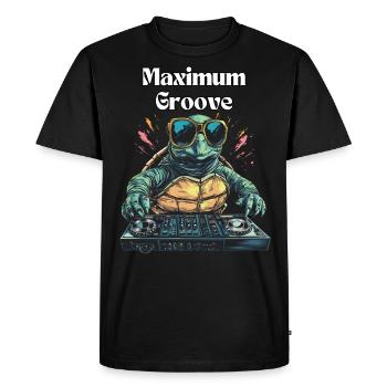 Maximum Groove - Cool DJ turtle - Men's Premium Organic T-Shirt - black - Front - Nico (187cm)