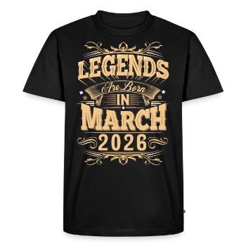 March 2026 Birthday Legend - Men's Premium Organic T-Shirt - black - Front - Nico (187cm)