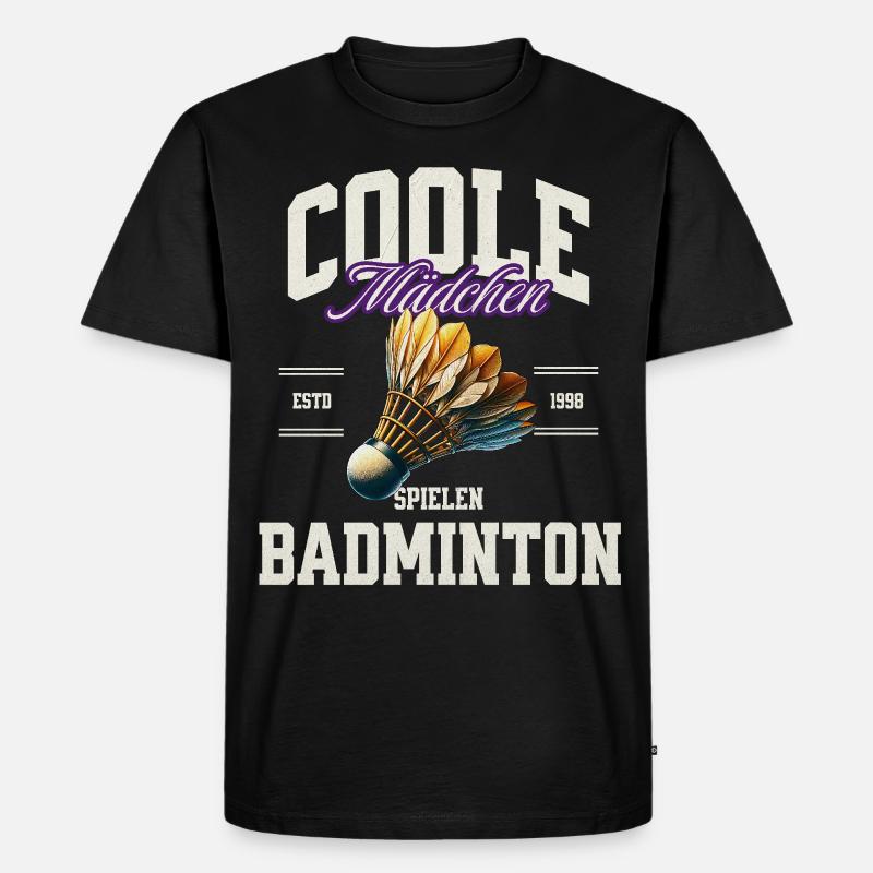 Badminton Mädchen - Männer Premium Bio T-Shirt - Schwarz