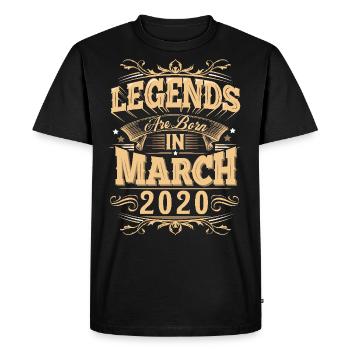 Légende de l’anniversaire de mars 2020 - T-shirt Premium bio Homme - noir - Devant - Nico (187cm)