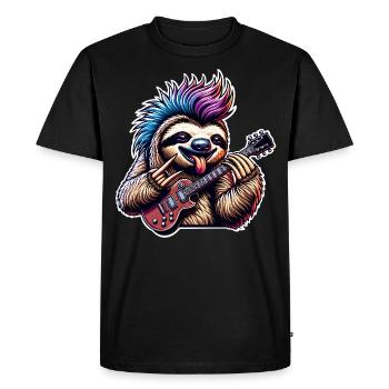 Sloth Rock and Roll Guitarist - Men's Premium Organic T-Shirt - black - Front - Nico (187cm)