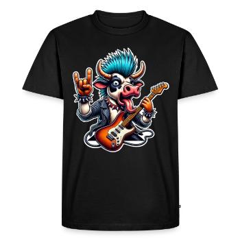 Kuh Rock and Roll Guitarist - Men's Premium Organic T-Shirt - black - Front - Nico (187cm)