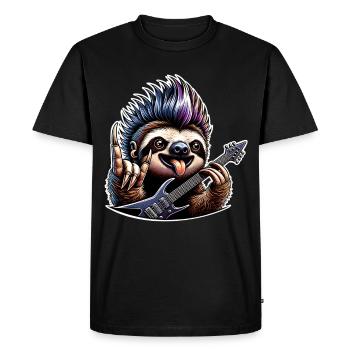 Sloth Rock and Roll Guitarist - Men's Premium Organic T-Shirt - black - Front - Nico (187cm)