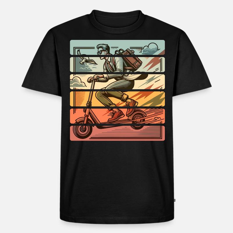 E-Scooter E-Roller Tretroller - Männer Premium Bio T-Shirt - Schwarz