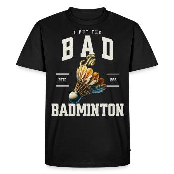 Badminton - Men's Premium Organic T-Shirt - black - Front - Nico (187cm)