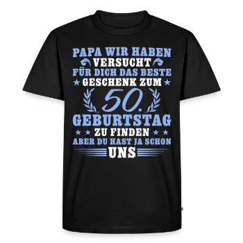 50 Jahre alt Papa 50. Geburtstag Geschenkidee - Männer Premium Bio T-Shirt - Schwarz - Vorne - Nico (187cm)