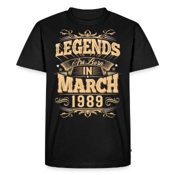 Légende de l’anniversaire de mars 1989 - T-shirt Premium bio Homme - noir - Devant - Nico (187cm)