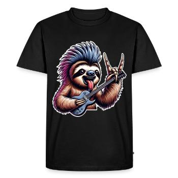 Sloth Rock and Roll Guitarist - Men's Premium Organic T-Shirt - black - Front - Nico (187cm)