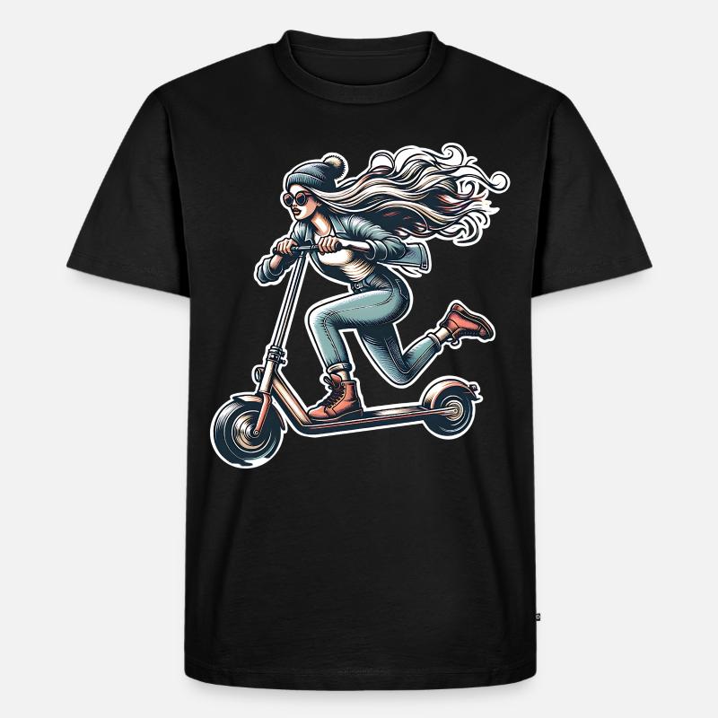E-Scooter E-Roller Frau Scooter - Männer Premium Bio T-Shirt - Schwarz