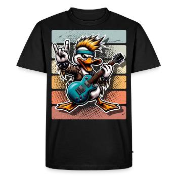 Duck Rock and Roll Guitarist - Men's Premium Organic T-Shirt - black - Front - Nico (187cm)