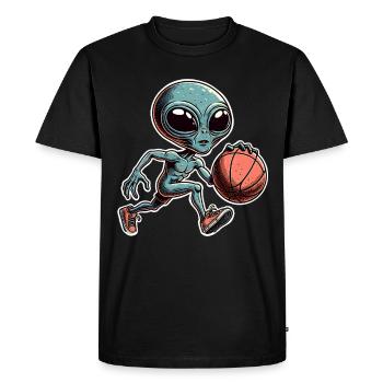 Alien Basketball Dunking - Men's Premium Organic T-Shirt - black - Front - Nico (187cm)