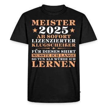Meisterprüfung bestanden Handwerk Abschluss 2025 - Männer Premium Bio T-Shirt - Schwarz - Vorne - Nico (187cm)