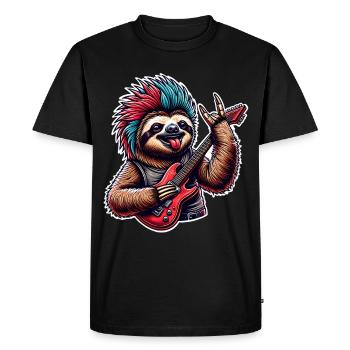Sloth Rock and Roll Guitarist - Men's Premium Organic T-Shirt - black - Front - Nico (187cm)