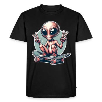 Alien Skateboard Skater Skate - Men's Premium Organic T-Shirt - black - Front - Nico (187cm)