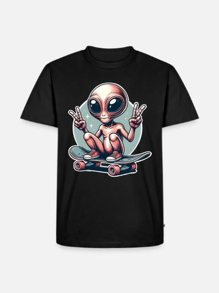 Alien Skateboard Skater Skate - Men's Premium Organic T-Shirt - black