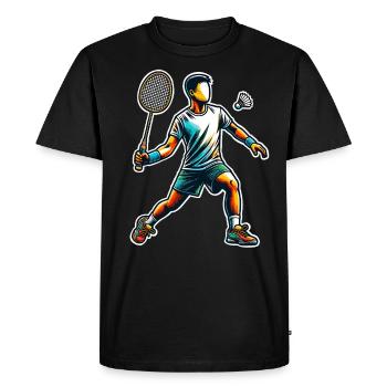 Badminton - Men's Premium Organic T-Shirt - black - Front - Nico (187cm)
