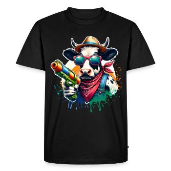 Pistolet à eau vache - T-shirt Premium bio Homme - noir - Devant - Nico (187cm)