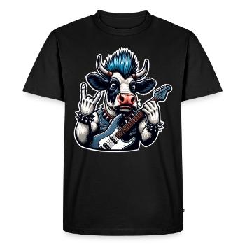 Kuh Rock and Roll Guitarist - Men's Premium Organic T-Shirt - black - Front - Nico (187cm)